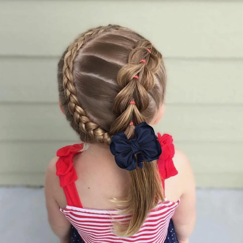 Zolyco Tiny 3 Inch Hair Clips Double Bow - Cute Lined Boutique Alligator Hairpin for Girls, Toddlers, and Little Teens - Kids Barrettes Set of 2 Small Stylish - Image 3